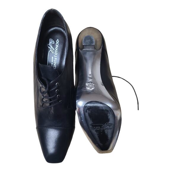 Donald Pliner Haiden Black Leather Italian Made Lace 4 1/2 Heels Pumps Shoes 10 - Picture 4 of 7
